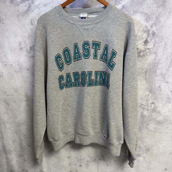Vintage Coastal Carolina Sweatshirt Mens L Russell Athletic 90s 22.5x24 - Picture 1 of 8